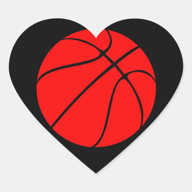 Pegatinas del personalizado Red Basketball Heart S (Anverso)