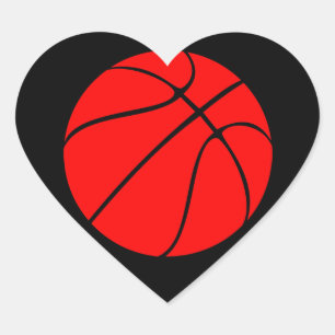 Pegatinas del personalizado Red Basketball Heart S