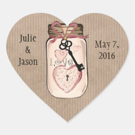 Pegatinas del personalizado Rústico Boda Mason Jar