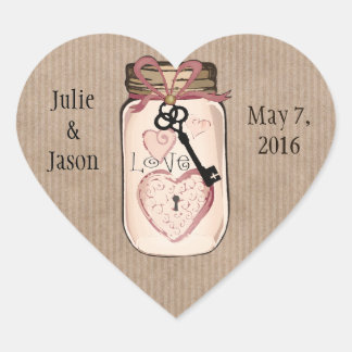 Pegatinas del personalizado Rústico Boda Mason Jar
