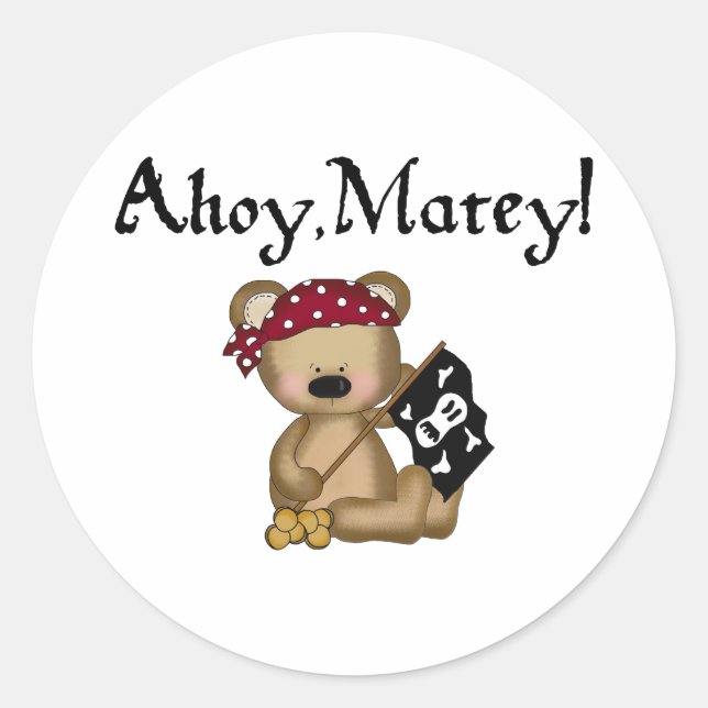 Pegatinas del Pirata Ahoy Matey Teddy Bear (Anverso)