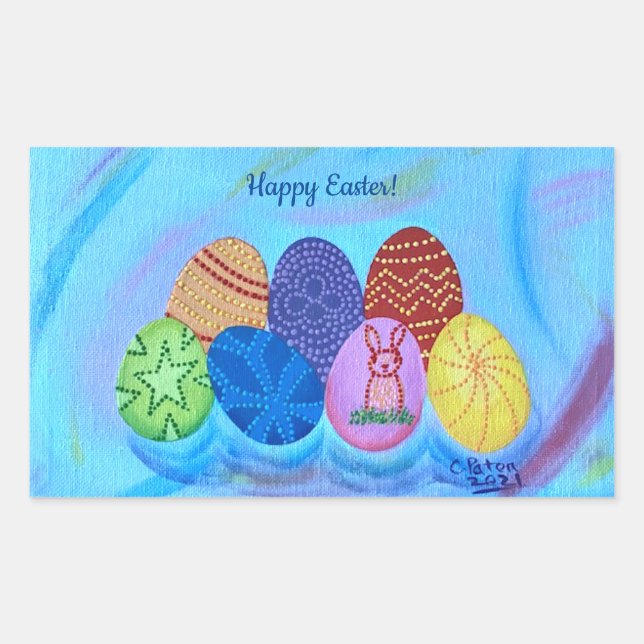 Pegatinas del Pointillismo Decorativo Feliz Pascua (Anverso)