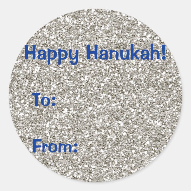 Pegatinas del Purpurina de plata Hanukkah Gift (Anverso)