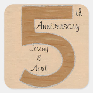 Pegatinas del quinto aniversario de Wood Number 5