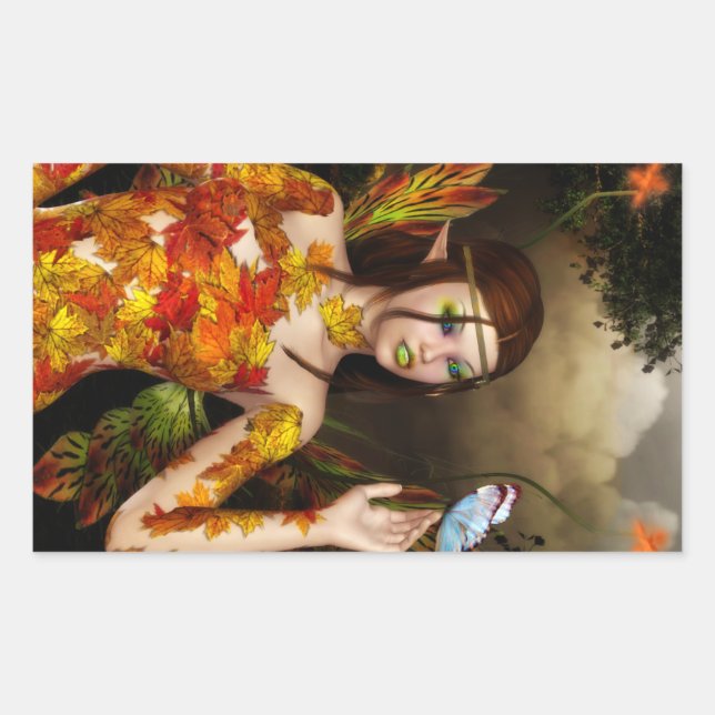 Pegatinas del Rectángulo de la Fae otoñal (Anverso)