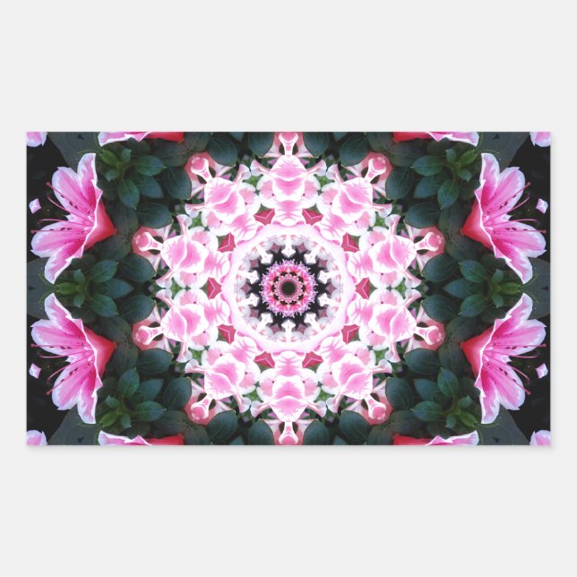 Pegatinas del rectángulo de la mandala de la flor (Anverso)