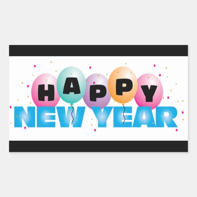 Pegatinas del Rectángulo Feliz Año Nuevo (Anverso)