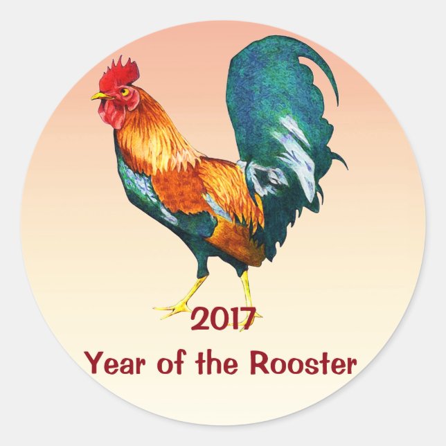 Pegatinas del Rooster Rojo de Año Nuevo Chino 2017 (Anverso)