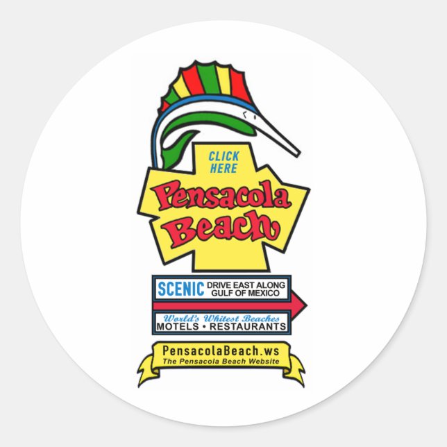 Pegatinas del Rótulo Pensacola Beach (Anverso)