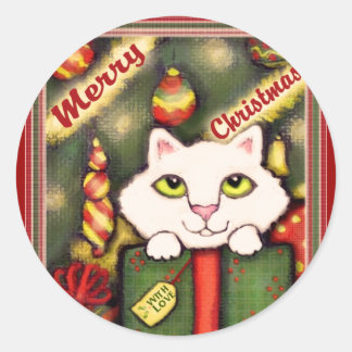 Pegatinas del saludo de gatos navidades