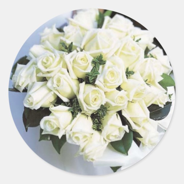 Pegatinas del Sello para sobres Boda Rosa Blanca (Anverso)