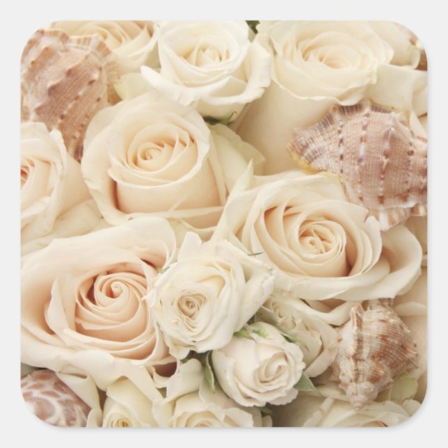 Pegatinas del Sello para sobres Boda Rosa Blanca (Anverso)
