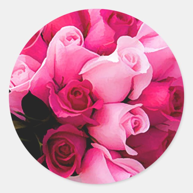 Pegatinas del Sello para sobres Boda Rosa Rosa (Anverso)