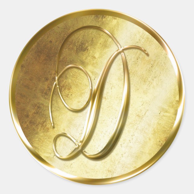 Pegatinas del Sello para sobres D Monogram Faux Go (Anverso)