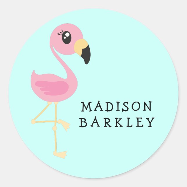 Pegatinas del Sello para sobres Flamingo Cute Trop (Anverso)