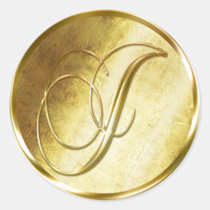 Pegatinas del Sello para sobres Monogram Faux Gold