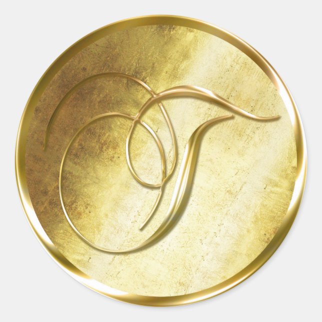 Pegatinas del Sello para sobres T Monogram Faux Go (Anverso)