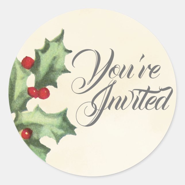 Pegatinas del Sello para sobres Vintage Holly (Anverso)