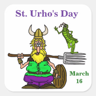 Pegatinas del St. Urho con el saltamontes de la