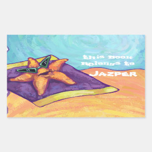 Pegatinas del Starfish Sunbathing Bookplate