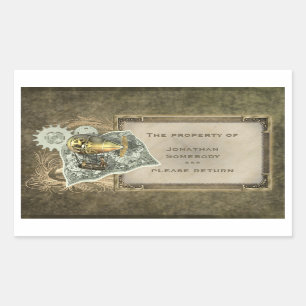 Pegatinas del Steampunk Dirigible Air Tour Bookpla