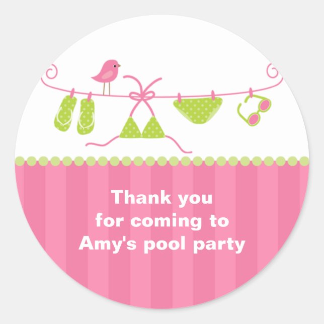 Pegatinas del Summertime Pink and Green Bathing (Anverso)