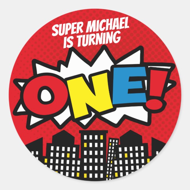 Pegatinas del super héroe, decoración de la fiesta (Anverso)