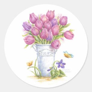 Pegatinas del Tulip Pail Primaveral