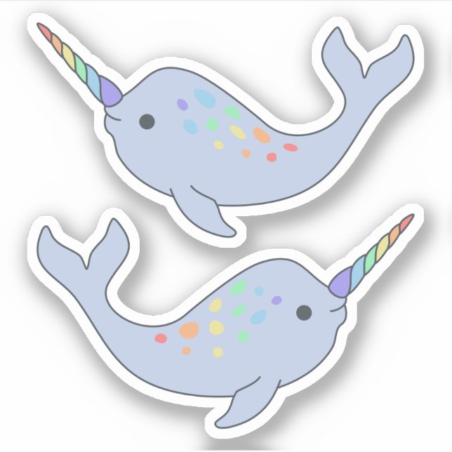 Pegatinas del Vinyl Arcoiris Narwhal (Anverso)