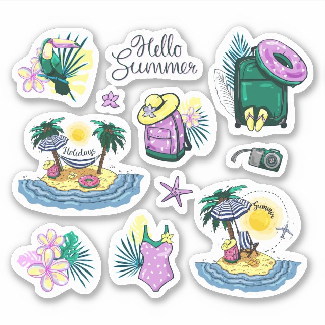 Pegatinas del Vinyl Tropical de Verano (Anverso)