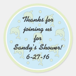 Pegatinas "Delfines/Azules" de Baby Shower 1 1/2" 