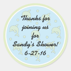 Pegatinas "Delfines/Azules" de Baby Shower 1 1/2" 