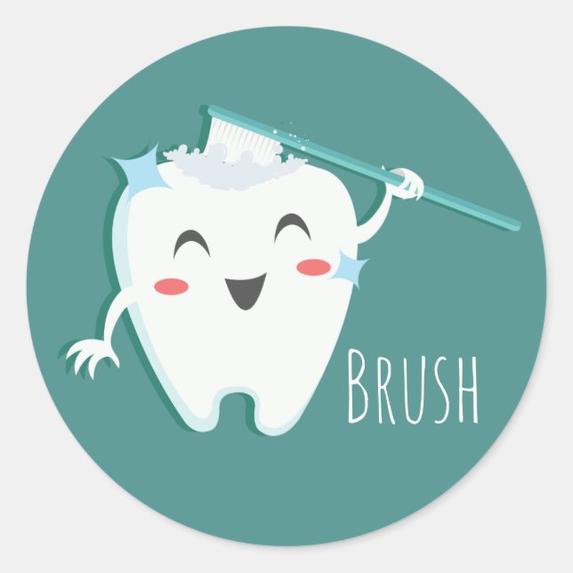 Pegatinas Dentista (hoja de 20) Brush (Anverso)