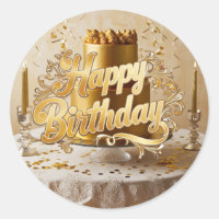 Pegatinas descontentos Feliz cumpleaños oro metáli