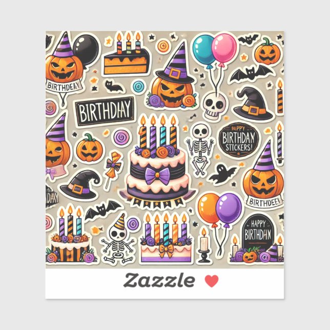 Pegatinas diseñan pegatinas de cumpleaños de Hallo (Hoja)