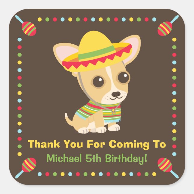Pegatinas divertidas de la fiesta de niños mexican (Anverso)