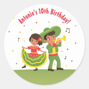 Pegatinas divertidas para fiesta mexicana de niños