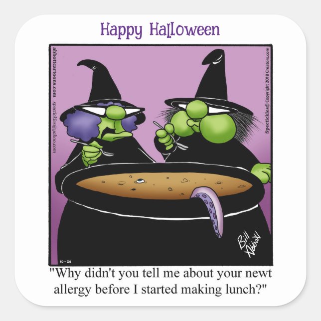Pegatinas divertidos de Halloween Humor Square (Anverso)