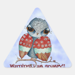 Pegatinas divertidos del búho gruñón caprichoso