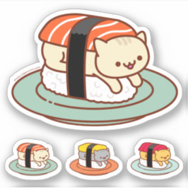Pegatinas divertidos - SUSHI CATS - SALMON