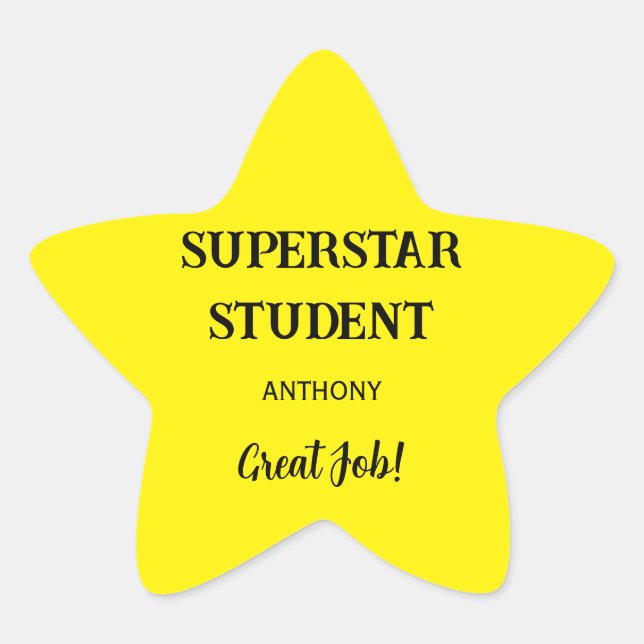 Pegatinas docentes para estudiantes estrellas (Anverso)