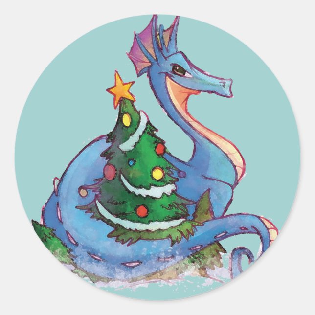 Pegatinas Dragones de Navidades infantiles (Anverso)