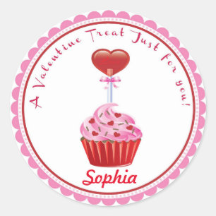 Pegatinas el día de San Valentín Cupcake Lollipop