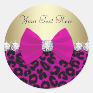 Pegatinas elegantes de leopardo rosa caliente