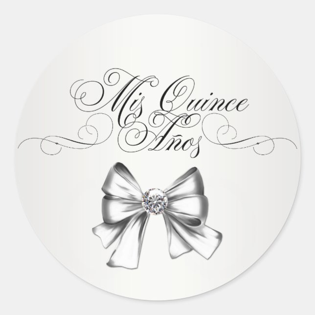 Pegatinas Elegantes de Quinceañera Blancas (Anverso)