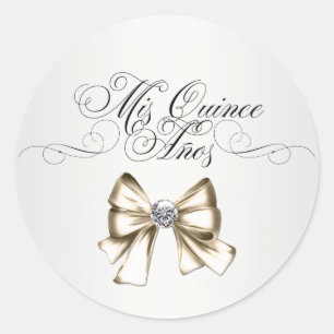 Pegatinas Elegantes de Quinceañera Blancas