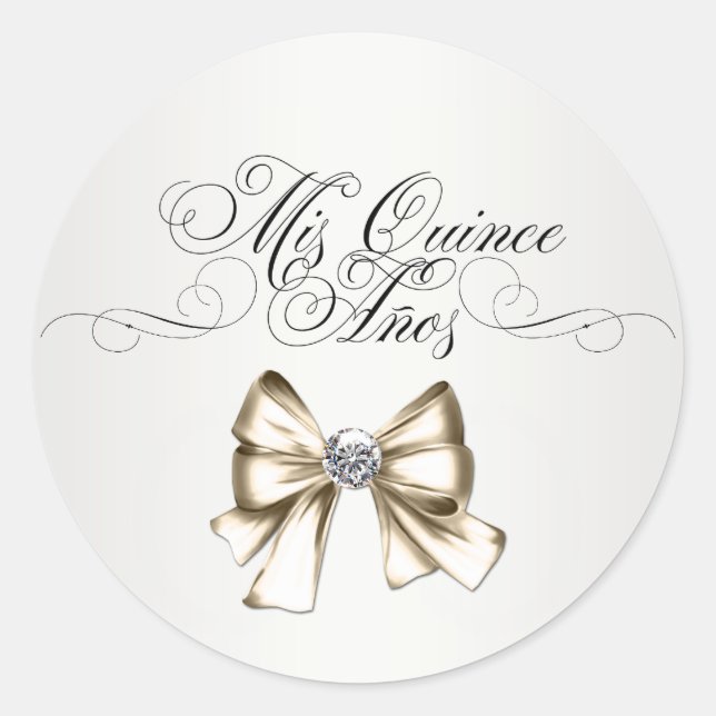 Pegatinas Elegantes de Quinceañera Blancas (Anverso)