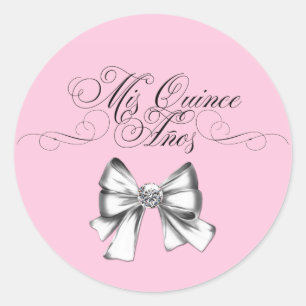 Pegatinas Elegantes de Quinceañera Rosa