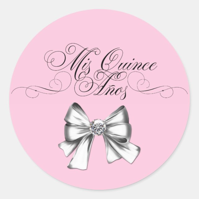Pegatinas Elegantes de Quinceañera Rosa (Anverso)