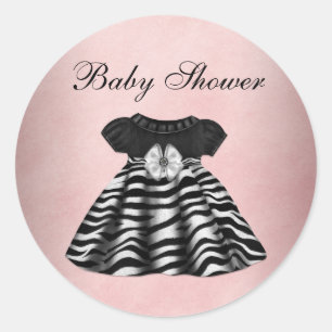 Pegatinas elegantes rosadas y negras para baby sho